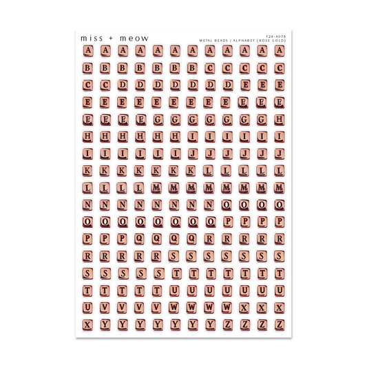 ROSE GOLD Metal Beads | Alphabet