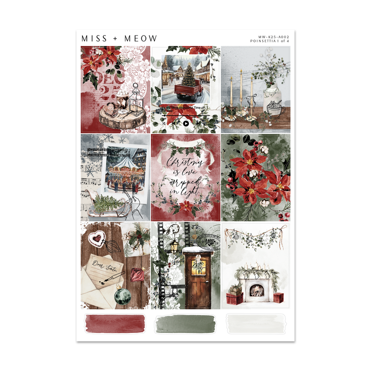 Poinsettia | Foiled Sticker Kit