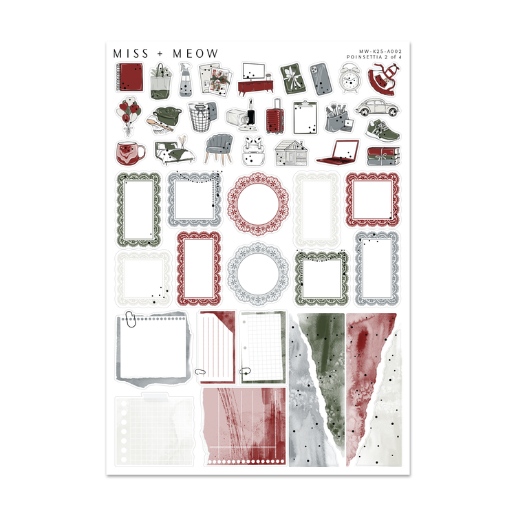 Poinsettia | Foiled Sticker Kit