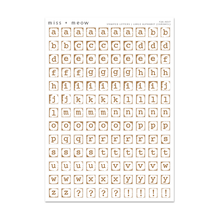 LARGE Stamped Alphabet