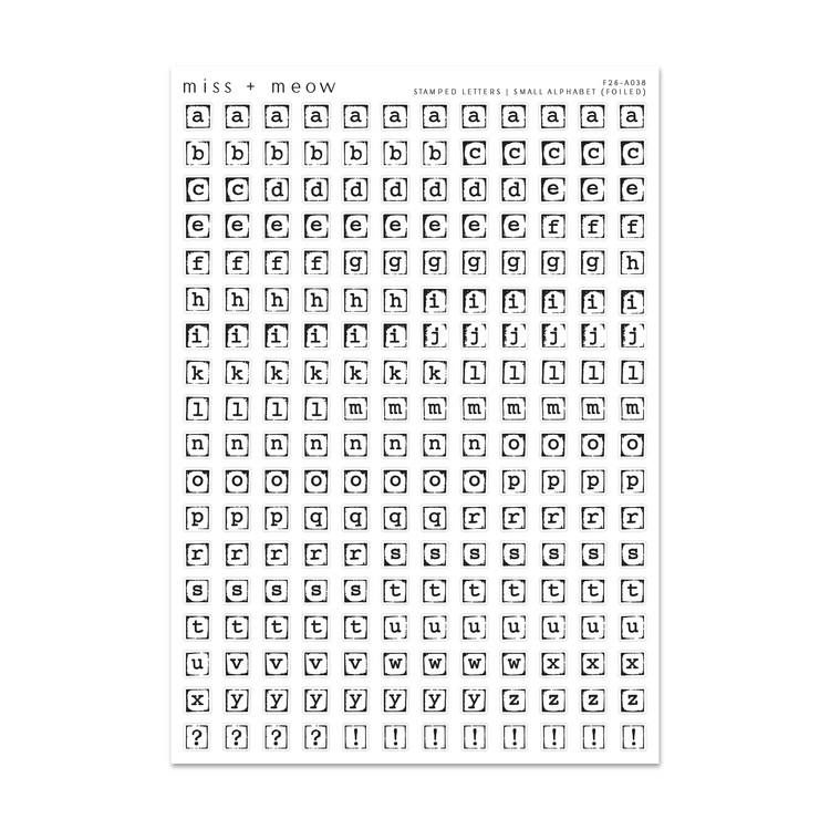 SMALL Stamped Alphabet | Foil Stickers