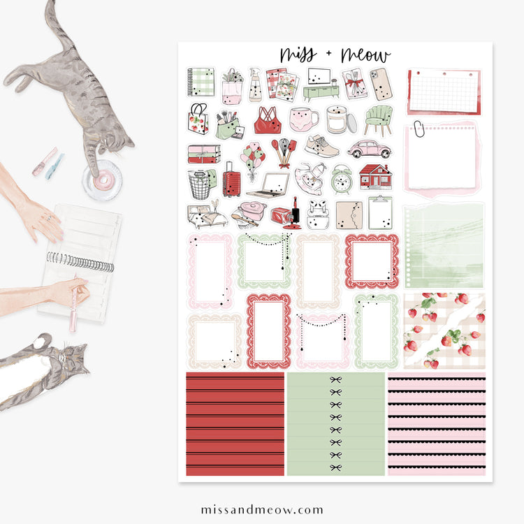 Strawberry Season | Foiled Sticker Kit