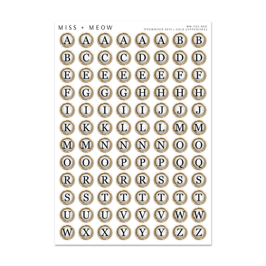 Typewriter Keys | GOLD UPPERCASE