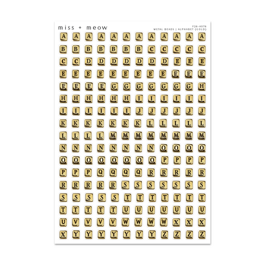 GOLD Metal Beads | Alphabet
