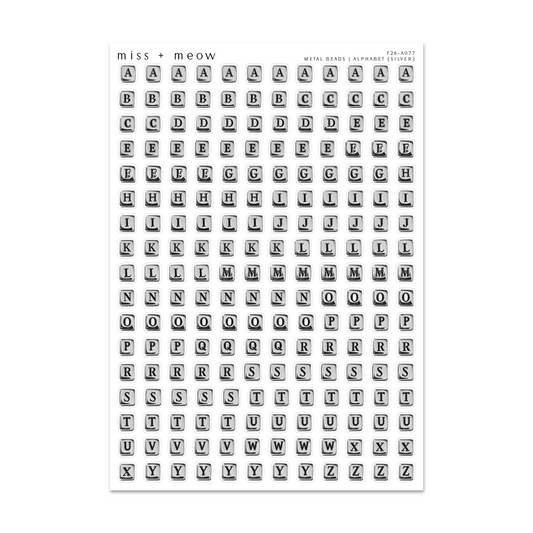 SILVER Metal Beads | Alphabet
