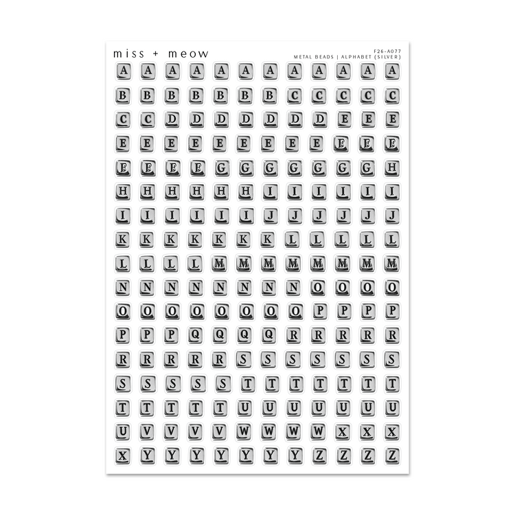 SILVER Metal Beads | Alphabet