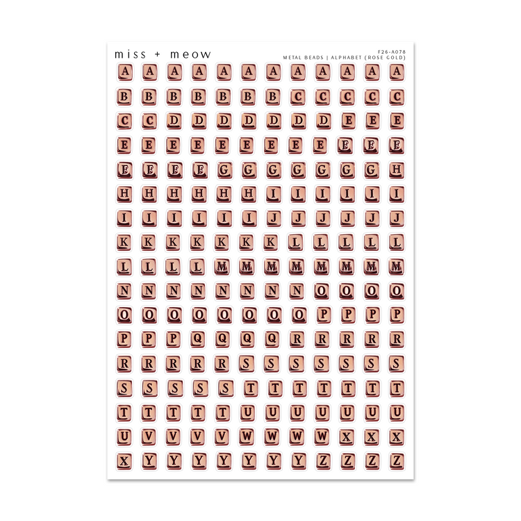 ROSE GOLD Metal Beads | Alphabet