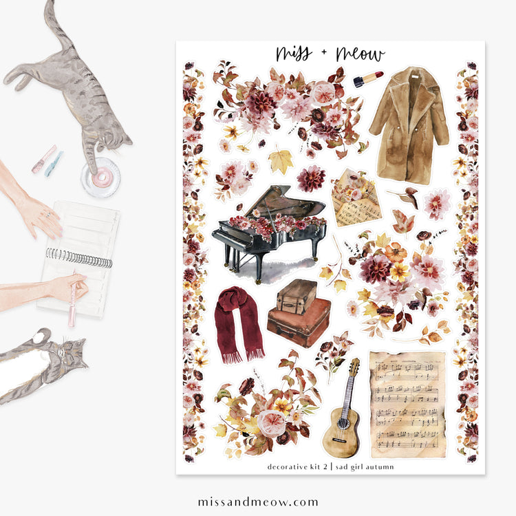 Sad Girl Autumn | Decorative Sticker Kit