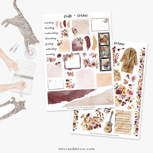 Sad Girl Autumn | Decorative Sticker Kit