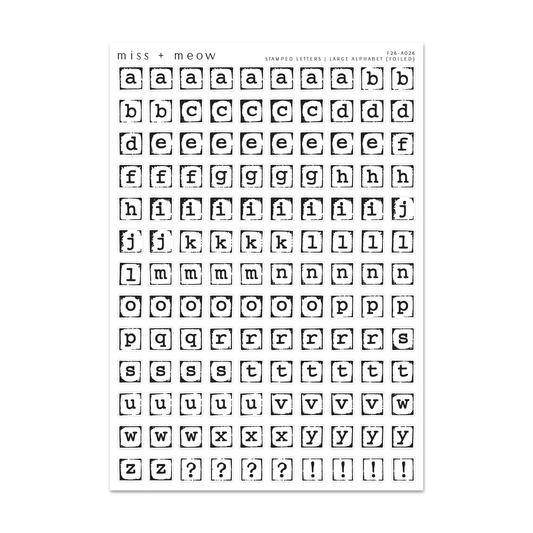 LARGE Stamped Alphabet | Foil Stickers