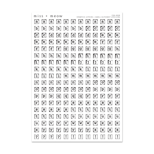 SMALL Stamped Alphabet | Foil Stickers