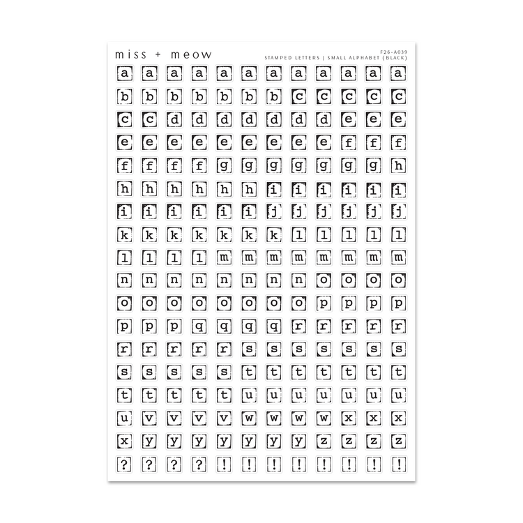 SMALL Stamped Alphabet