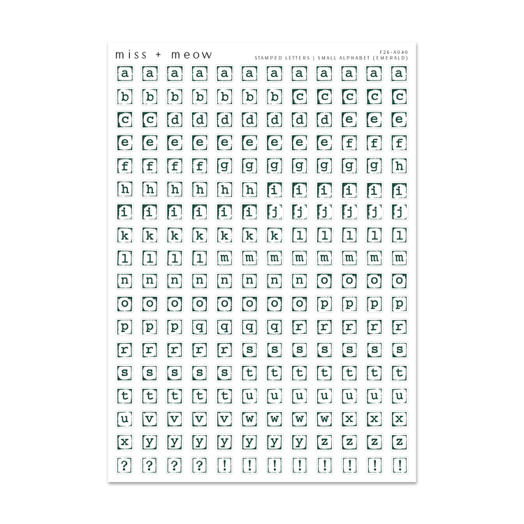 SMALL Stamped Alphabet