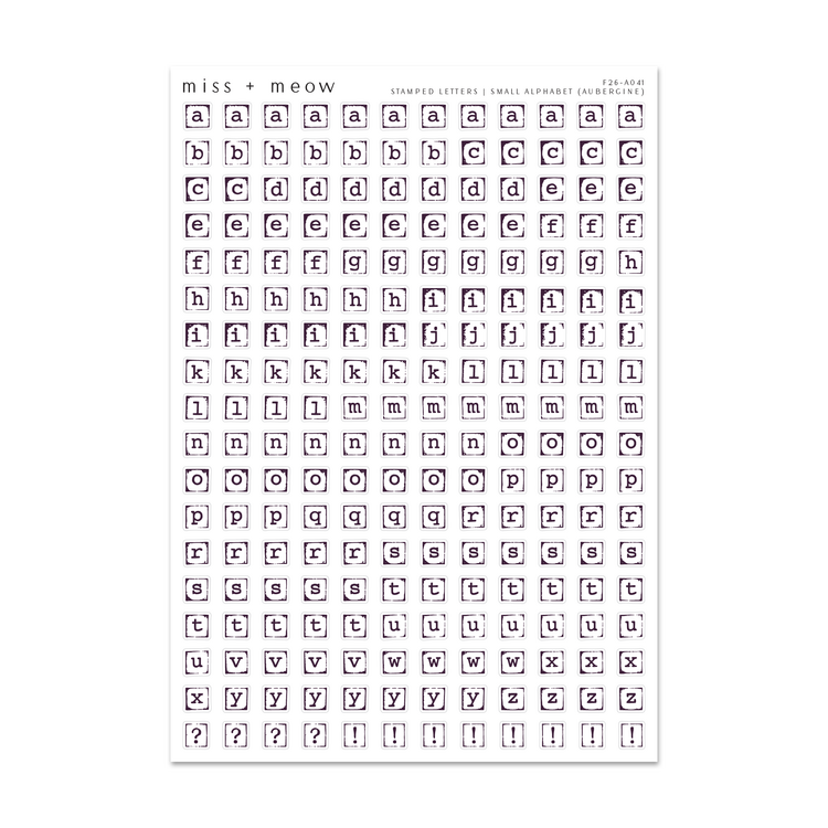 SMALL Stamped Alphabet