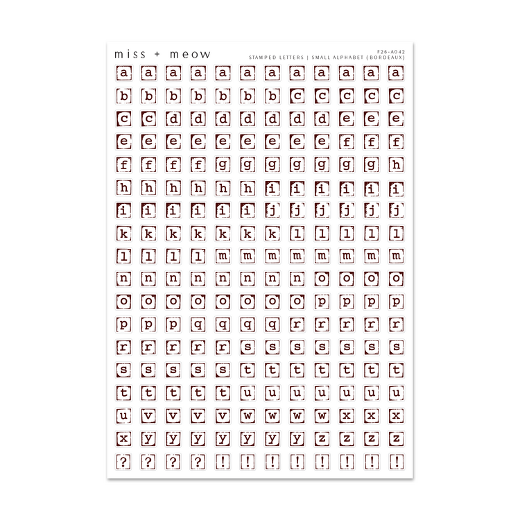 SMALL Stamped Alphabet