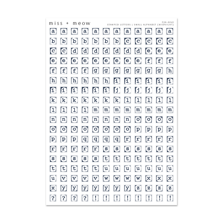 SMALL Stamped Alphabet