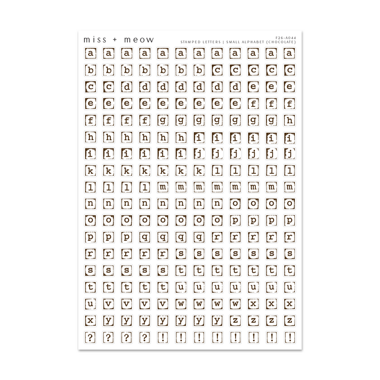 SMALL Stamped Alphabet