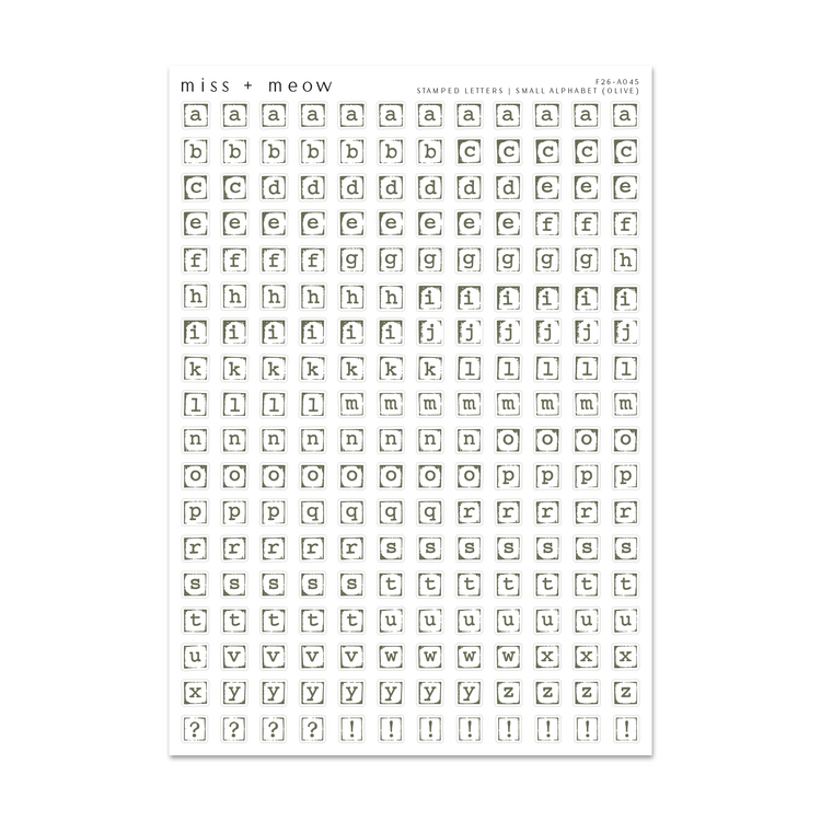 SMALL Stamped Alphabet
