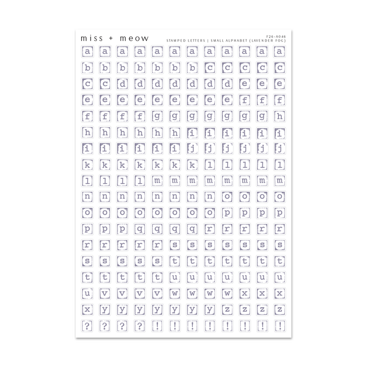 SMALL Stamped Alphabet