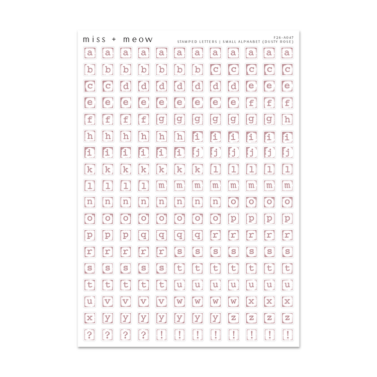 SMALL Stamped Alphabet