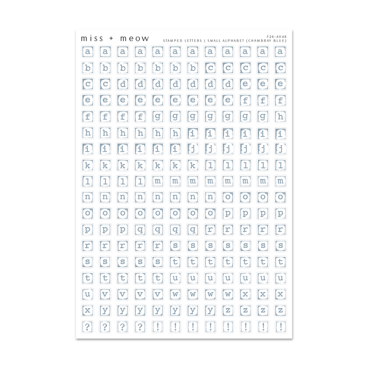 SMALL Stamped Alphabet