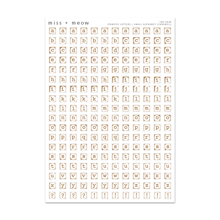 SMALL Stamped Alphabet