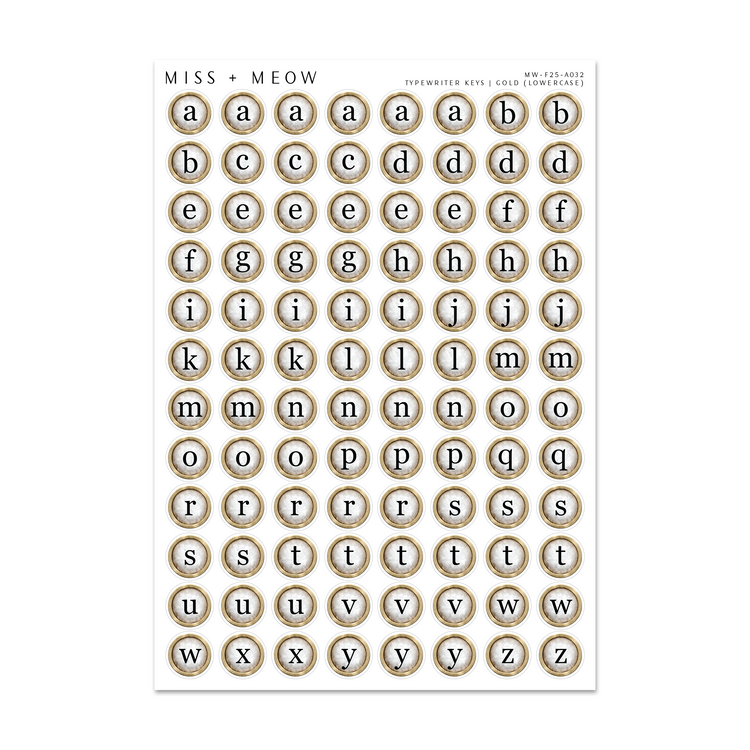 Typewriter Keys | GOLD LOWERCASE