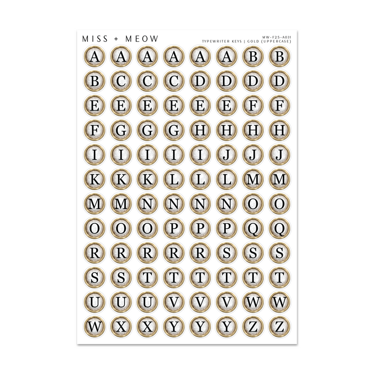 Typewriter Keys | GOLD UPPERCASE
